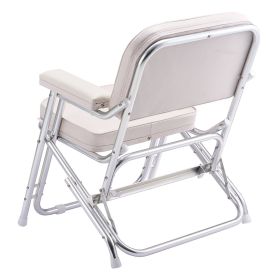 VEVOR Boat Seat, Folding Deck Chair Boat Seat with Aluminum Alloy Frame, Thickened Sponge Cushion & Waterproof PVC Leather