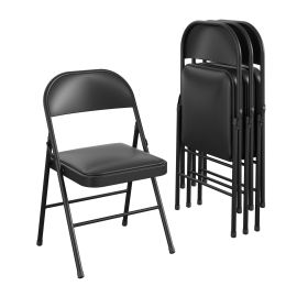 Vinyl Folding Chair (4 Pack);  Black