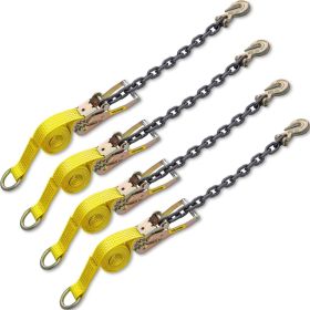 VEVOR Ratchet Tie Down Straps, 2'' x 9.8' Heavy Duty Ratchet Straps with 11.8" Chain Anchors, 4000 lbs Working Load