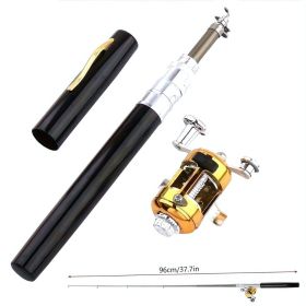 1 Black Portable Pen Style Super Mini Fishing Rod, May Be Shipped Via Yuntu Logistics, Banned From Sale On Amazon Temu Platform (Option: Black)